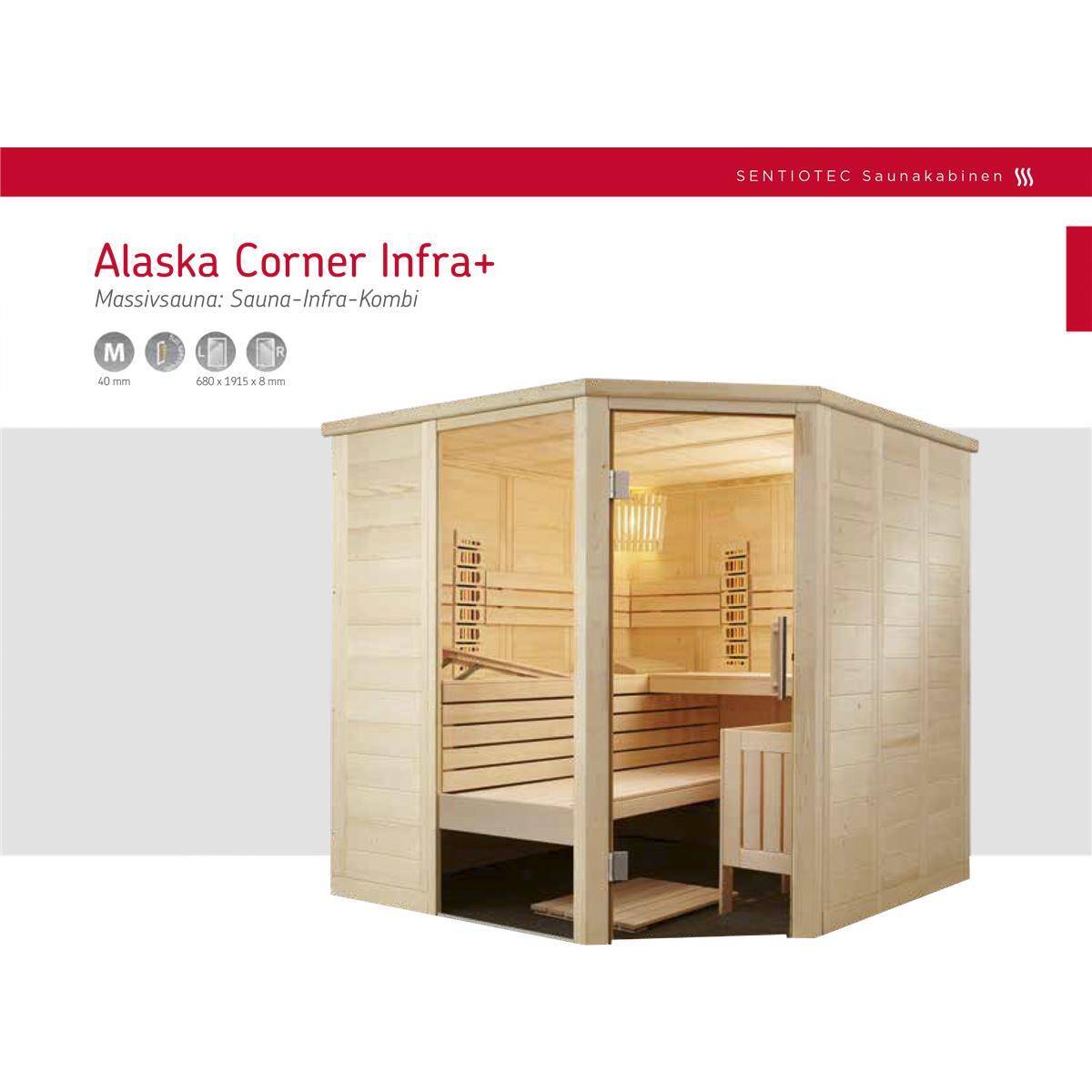 Infrarotkabine Alaska Corner Infra+ 206x206x204 Cm