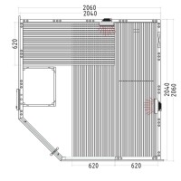 Infrarotkabine Alaska Corner Infra+ 206x206x204 Cm 3