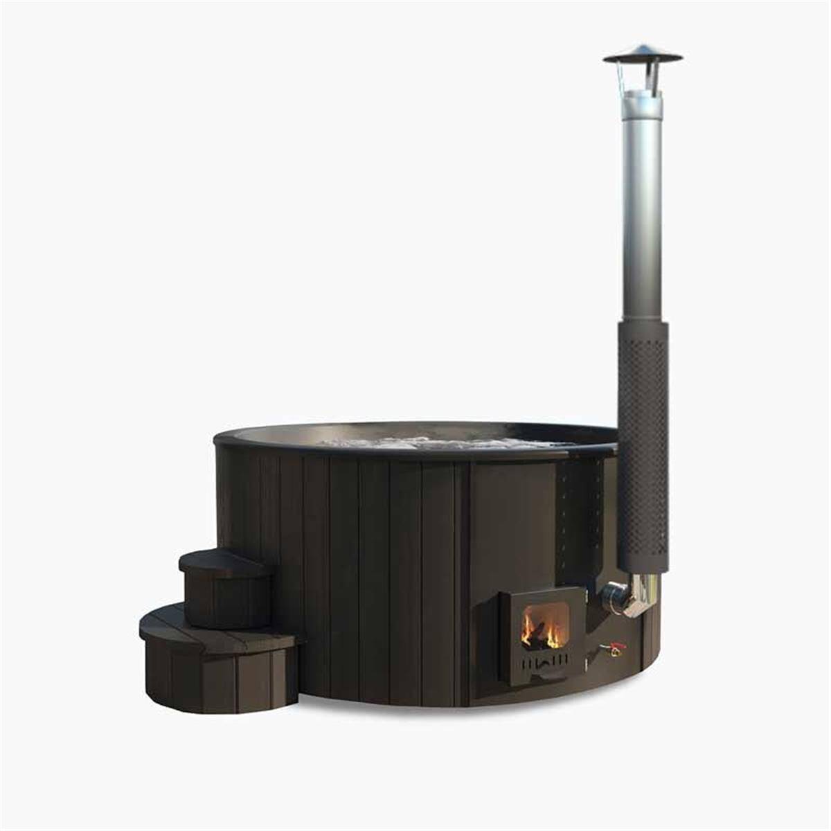 Hot Tub | Delux-Black Edition mit integriertem Holzofen...