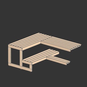 Standardbank zweistufig für Blocksauna Element Choice